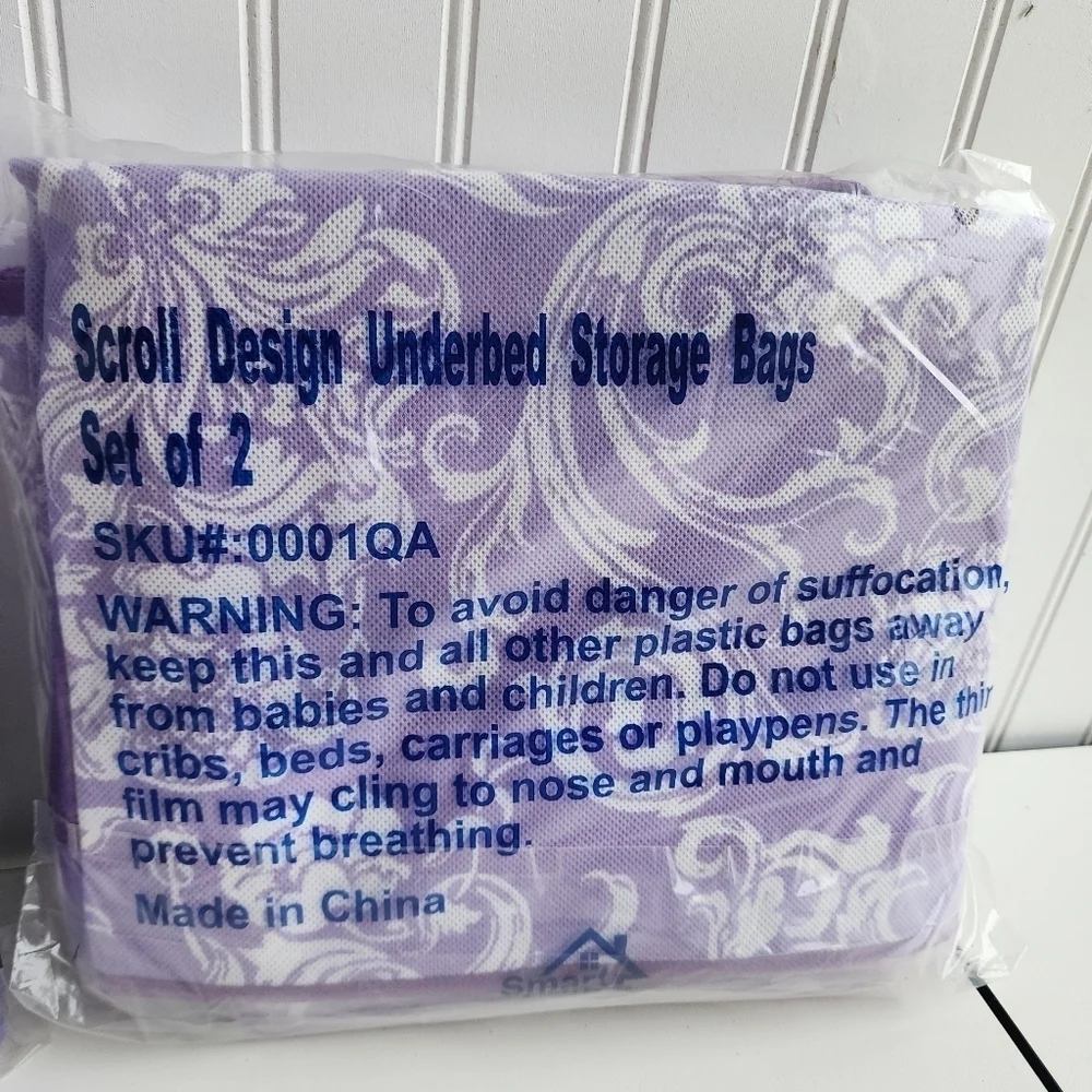 Set Of 5 Smart Home Essentials For Living Underbed Storage Bags Scroll Design